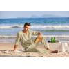 imageCOOFANDY Mens 2 Pieces Cotton Linen Set Henley Shirt Long Sleeve and Casual Beach Pants Summer Yoga OutfitsKhaki