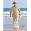 imageCOOFANDY Mens 2 Pieces Cotton Linen Set Henley Shirt Long Sleeve and Casual Beach Pants Summer Yoga OutfitsKhaki