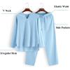 imageCOOFANDY Mens 2 Pieces Cotton Linen Set Henley Shirt Long Sleeve and Casual Beach Pants Summer Yoga OutfitsLight Blue
