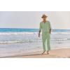 imageCOOFANDY Mens 2 Pieces Cotton Linen Set Henley Shirt Long Sleeve and Casual Beach Pants Summer Yoga OutfitsLight Green