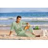 imageCOOFANDY Mens 2 Pieces Cotton Linen Set Henley Shirt Long Sleeve and Casual Beach Pants Summer Yoga OutfitsLight Green