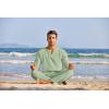 imageCOOFANDY Mens 2 Pieces Cotton Linen Set Henley Shirt Long Sleeve and Casual Beach Pants Summer Yoga OutfitsLight Green