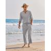 imageCOOFANDY Mens 2 Pieces Cotton Linen Set Henley Shirt Long Sleeve and Casual Beach Pants Summer Yoga OutfitsLight Grey