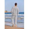 imageCOOFANDY Mens 2 Pieces Cotton Linen Set Henley Shirt Long Sleeve and Casual Beach Pants Summer Yoga OutfitsLight Grey