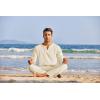 imageCOOFANDY Mens 2 Pieces Cotton Linen Set Henley Shirt Long Sleeve and Casual Beach Pants Summer Yoga OutfitsLight Khaki
