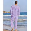 imageCOOFANDY Mens 2 Pieces Cotton Linen Set Henley Shirt Long Sleeve and Casual Beach Pants Summer Yoga OutfitsLilac