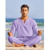 imageCOOFANDY Mens 2 Pieces Cotton Linen Set Henley Shirt Long Sleeve and Casual Beach Pants Summer Yoga OutfitsLilac