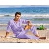 imageCOOFANDY Mens 2 Pieces Cotton Linen Set Henley Shirt Long Sleeve and Casual Beach Pants Summer Yoga OutfitsLilac