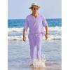 imageCOOFANDY Mens 2 Pieces Cotton Linen Set Henley Shirt Long Sleeve and Casual Beach Pants Summer Yoga OutfitsLilac