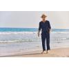 imageCOOFANDY Mens 2 Pieces Cotton Linen Set Henley Shirt Long Sleeve and Casual Beach Pants Summer Yoga OutfitsNavy Blue