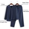 imageCOOFANDY Mens 2 Pieces Cotton Linen Set Henley Shirt Long Sleeve and Casual Beach Pants Summer Yoga OutfitsNavy Blue
