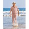 imageCOOFANDY Mens 2 Pieces Cotton Linen Set Henley Shirt Long Sleeve and Casual Beach Pants Summer Yoga OutfitsPink