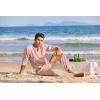 imageCOOFANDY Mens 2 Pieces Cotton Linen Set Henley Shirt Long Sleeve and Casual Beach Pants Summer Yoga OutfitsPink