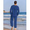 imageCOOFANDY Mens 2 Pieces Cotton Linen Set Henley Shirt Long Sleeve and Casual Beach Pants Summer Yoga OutfitsRoyal Blue