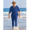 imageCOOFANDY Mens 2 Pieces Cotton Linen Set Henley Shirt Long Sleeve and Casual Beach Pants Summer Yoga OutfitsRoyal Blue