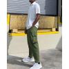imageCOOFANDY Mens Cargo Pants Relaxed Fit Casual Linen Pants Drawstring Sweatpants with 6 PocketsArmy Green