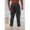 imageCOOFANDY Mens Cargo Pants Relaxed Fit Casual Linen Pants Drawstring Sweatpants with 6 PocketsBlack