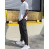 imageCOOFANDY Mens Cargo Pants Relaxed Fit Casual Linen Pants Drawstring Sweatpants with 6 PocketsBlack