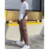 imageCOOFANDY Mens Cargo Pants Relaxed Fit Casual Linen Pants Drawstring Sweatpants with 6 PocketsBrown