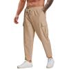 imageCOOFANDY Mens Cargo Pants Relaxed Fit Casual Linen Pants Drawstring Sweatpants with 6 PocketsKhaki