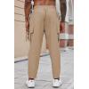imageCOOFANDY Mens Cargo Pants Relaxed Fit Casual Linen Pants Drawstring Sweatpants with 6 PocketsKhaki