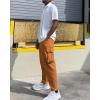 imageCOOFANDY Mens Cargo Pants Relaxed Fit Casual Linen Pants Drawstring Sweatpants with 6 PocketsLight Brown