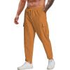 imageCOOFANDY Mens Cargo Pants Relaxed Fit Casual Linen Pants Drawstring Sweatpants with 6 PocketsLight Brown