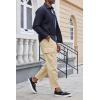 imageCOOFANDY Mens Cargo Pants Relaxed Fit Casual Linen Pants Drawstring Sweatpants with 6 PocketsLight Khaki