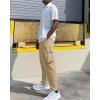 imageCOOFANDY Mens Cargo Pants Relaxed Fit Casual Linen Pants Drawstring Sweatpants with 6 PocketsLight Khaki