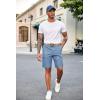 imageCOOFANDY Mens Cargo Shorts Loose Fit Casual Cotton Work Shorts Outdoor Hiking Pants with Multi PocketsLight Blue