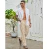 imageCOOFANDY Mens Casual Cotton Pants Elastic Waist Drawstring Linen Beach Summer Pants Lightweight Yoga TrousersBeige
