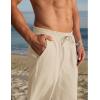 imageCOOFANDY Mens Casual Cotton Pants Elastic Waist Drawstring Linen Beach Summer Pants Lightweight Yoga TrousersBeige