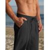 imageCOOFANDY Mens Casual Cotton Pants Elastic Waist Drawstring Linen Beach Summer Pants Lightweight Yoga TrousersBlack