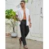imageCOOFANDY Mens Casual Cotton Pants Elastic Waist Drawstring Linen Beach Summer Pants Lightweight Yoga TrousersBlack