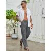 imageCOOFANDY Mens Casual Cotton Pants Elastic Waist Drawstring Linen Beach Summer Pants Lightweight Yoga TrousersDark Grey