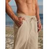 imageCOOFANDY Mens Casual Cotton Pants Elastic Waist Drawstring Linen Beach Summer Pants Lightweight Yoga TrousersKhaki