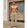 imageCOOFANDY Mens Casual Cotton Pants Elastic Waist Drawstring Linen Beach Summer Pants Lightweight Yoga TrousersKhaki