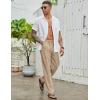 imageCOOFANDY Mens Casual Cotton Pants Elastic Waist Drawstring Linen Beach Summer Pants Lightweight Yoga TrousersKhaki