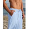 imageCOOFANDY Mens Casual Cotton Pants Elastic Waist Drawstring Linen Beach Summer Pants Lightweight Yoga TrousersLight Blue
