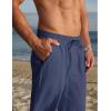 imageCOOFANDY Mens Casual Cotton Pants Elastic Waist Drawstring Linen Beach Summer Pants Lightweight Yoga TrousersNavy Blue