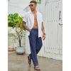 imageCOOFANDY Mens Casual Cotton Pants Elastic Waist Drawstring Linen Beach Summer Pants Lightweight Yoga TrousersNavy Blue