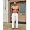 imageCOOFANDY Mens Casual Cotton Pants Elastic Waist Drawstring Linen Beach Summer Pants Lightweight Yoga TrousersWhite