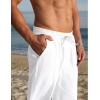 imageCOOFANDY Mens Casual Cotton Pants Elastic Waist Drawstring Linen Beach Summer Pants Lightweight Yoga TrousersWhite