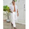 imageCOOFANDY Mens Casual Cotton Pants Elastic Waist Drawstring Linen Beach Summer Pants Lightweight Yoga TrousersWhite