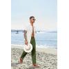 imageCOOFANDY Mens Casual Linen Pants Elastic Waist Drawstring Beach Summer Pants Lightweight Linen TrousersArmy Green