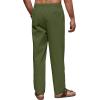 imageCOOFANDY Mens Casual Linen Pants Elastic Waist Drawstring Beach Summer Pants Lightweight Linen TrousersArmy Green