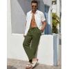 imageCOOFANDY Mens Casual Linen Pants Elastic Waist Drawstring Beach Summer Pants Lightweight Linen TrousersArmy Green