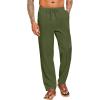 imageCOOFANDY Mens Casual Linen Pants Elastic Waist Drawstring Beach Summer Pants Lightweight Linen TrousersArmy Green
