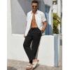 imageCOOFANDY Mens Casual Linen Pants Elastic Waist Drawstring Beach Summer Pants Lightweight Linen TrousersBlack