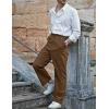 imageCOOFANDY Mens Casual Linen Pants Elastic Waist Drawstring Beach Summer Pants Lightweight Linen TrousersCoffee